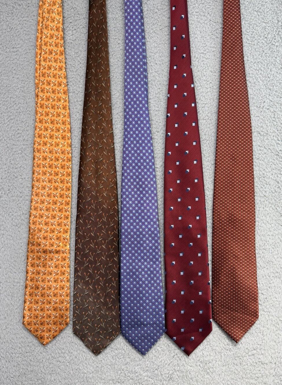 Lot Of 5 ERMENEGILDO ZEGNA ~ MENS SILK TIES ALL DIFFERENT COLORS